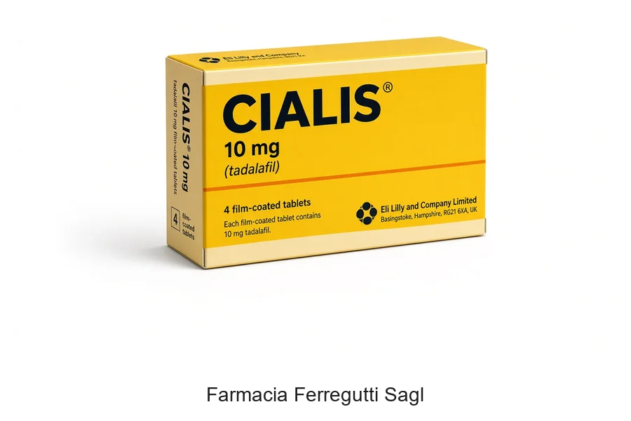 Confezione originale Cialis 10 mg Tadalafil Eli Lilly in farmacia svizzera