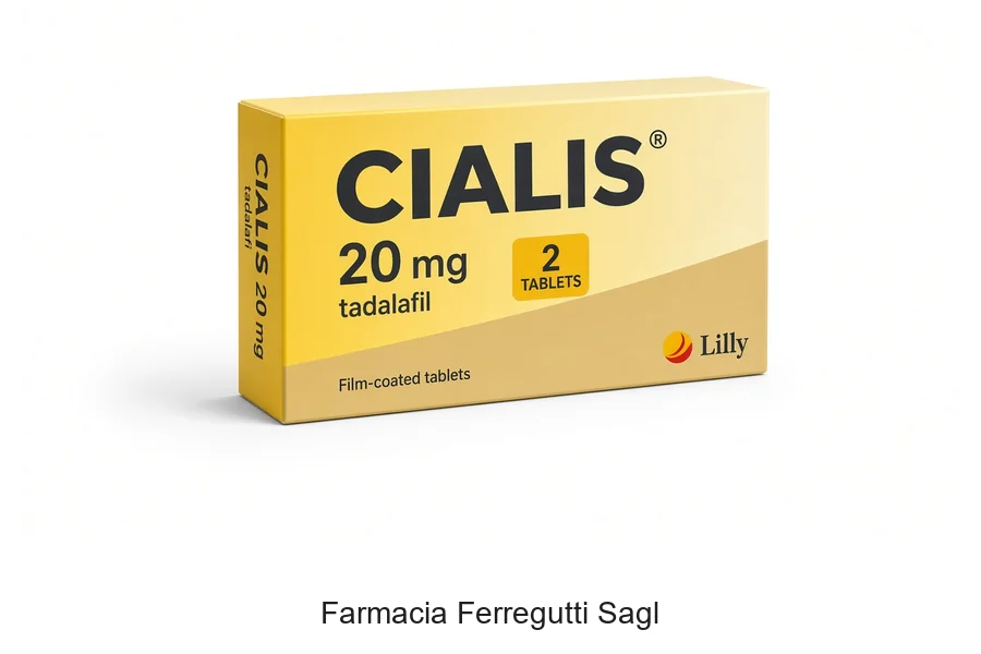 Confezione originale Cialis 20 mg Tadalafil economico in farmacia svizzera