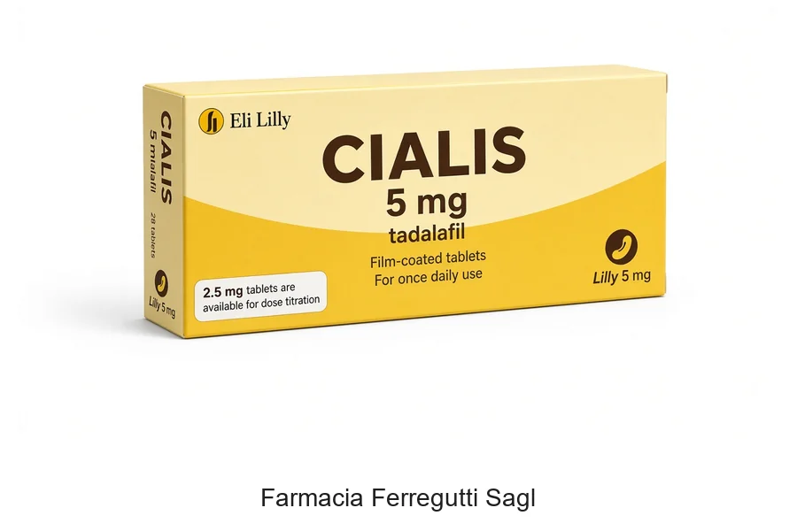 Confezione originale Cialis 5 mg Tadalafil Eli Lilly in farmacia svizzera