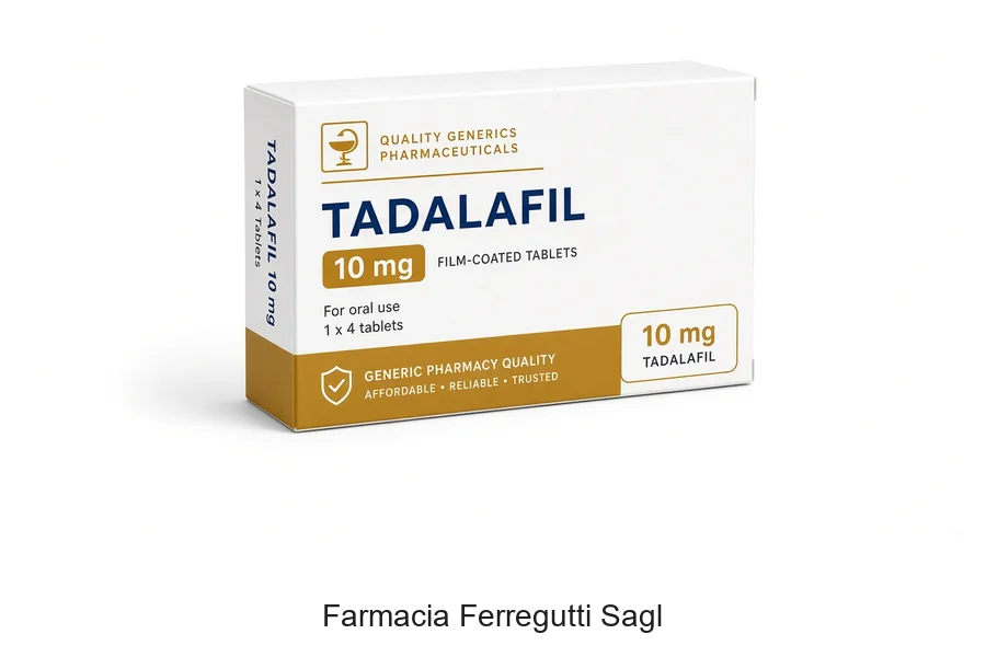 Confezione Tadalafil 10 mg generico bioequivalente in farmacia svizzera