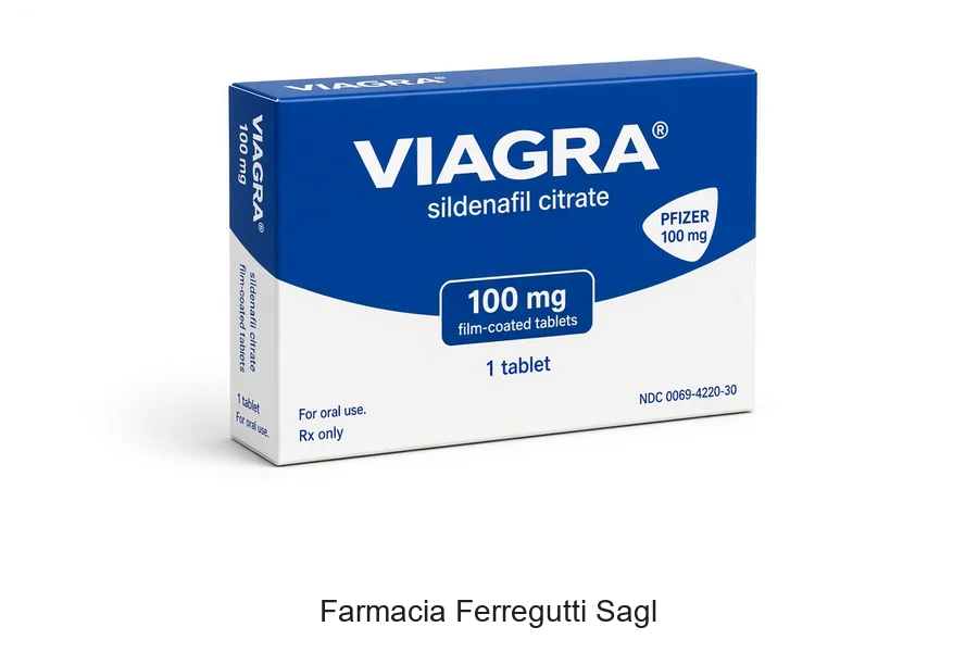 Confezione originale Viagra 100 mg Sildenafil Pfizer in farmacia svizzera